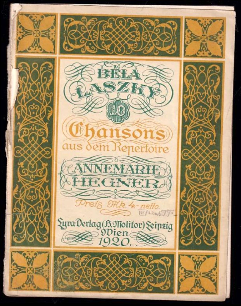 Levně 10 Chansons aus dem Repertoire Annemarie Hegner (A. Béla Laszky, 1920)