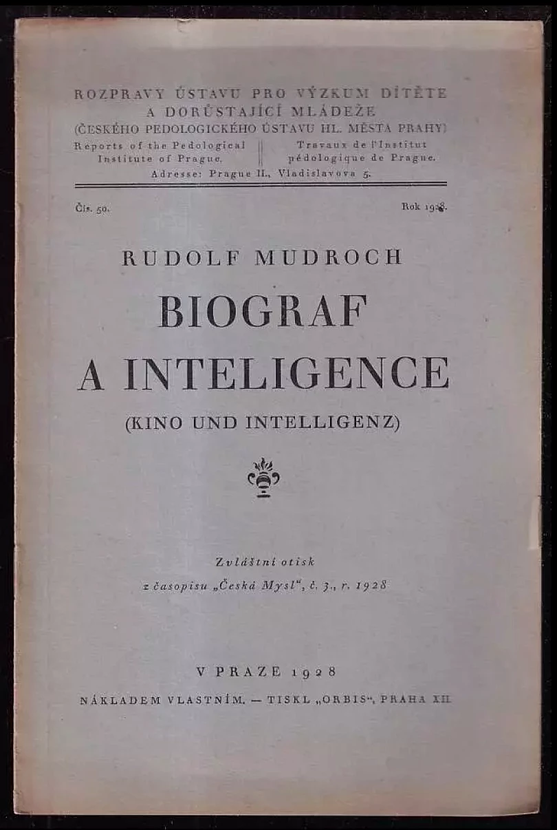 Levně Biograf a inteligence (Rudolf Mudroch, 1928)