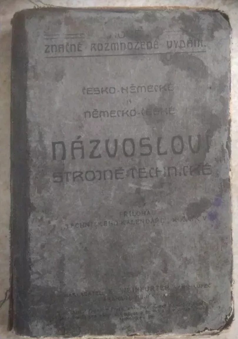 Česko-německé a německo-české strojně-technické názvosloví (Jan Jindra, 1911)