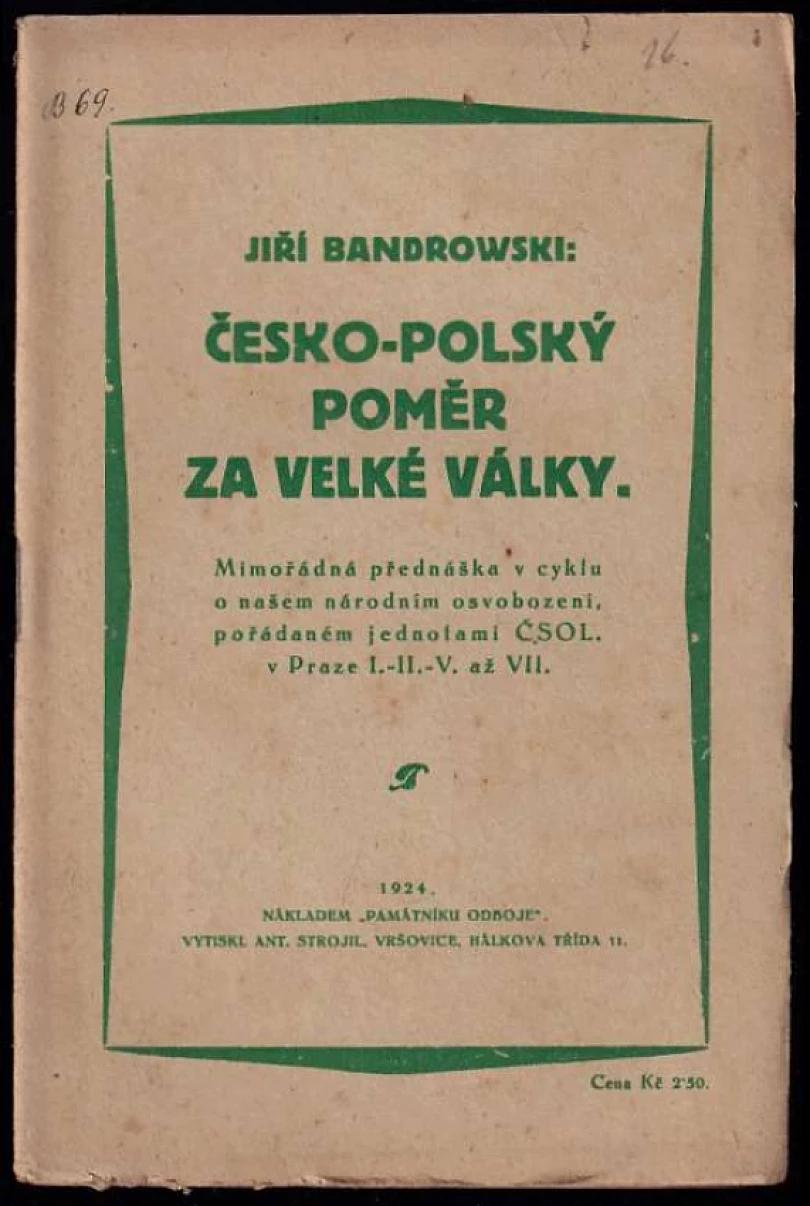 Česko-polský poměr za Velké války (Jerzy Bandrowski, 1924)