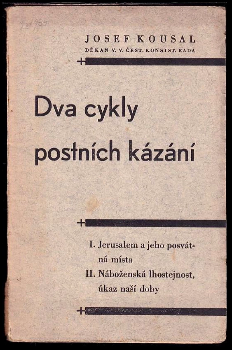Levně Dva cykly postních kázání (Josef Kousal, 1933)
