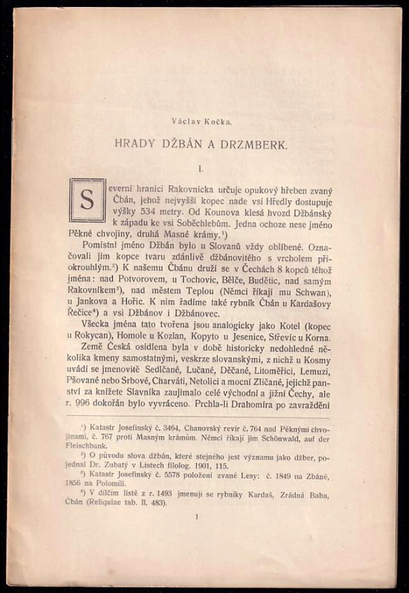 Hrady Džbán a Drzmberk (Václav Kočka, 1922)