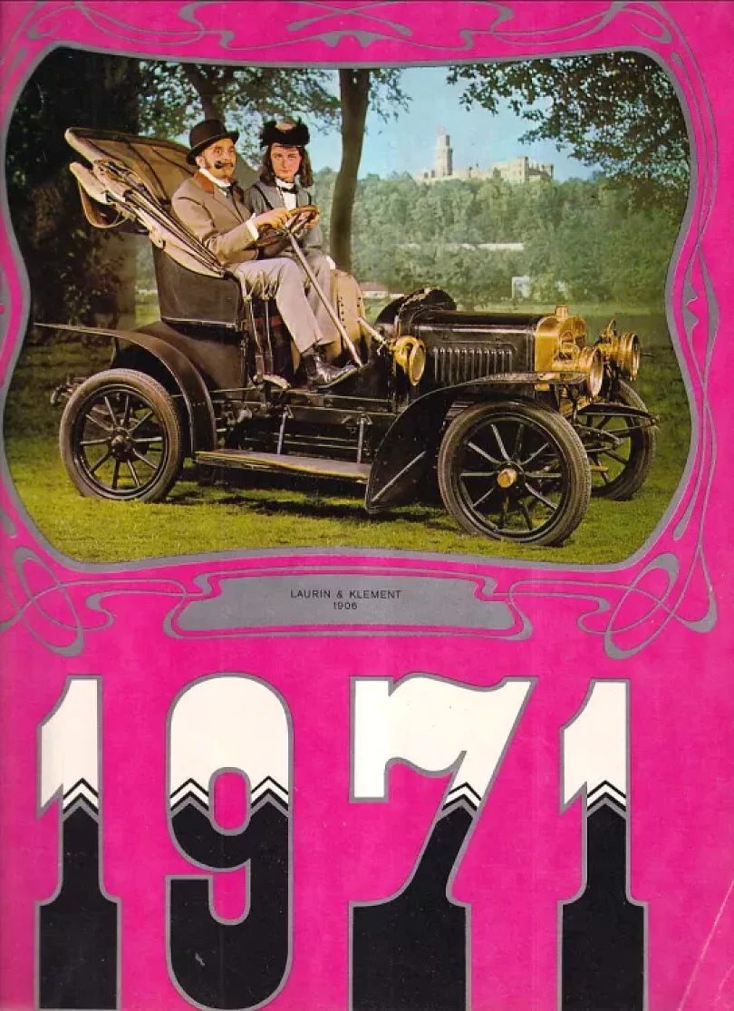 Levně Kalendář 1971 s historickými automobily Laurin a Klement (Erich Einhorn, 1971)