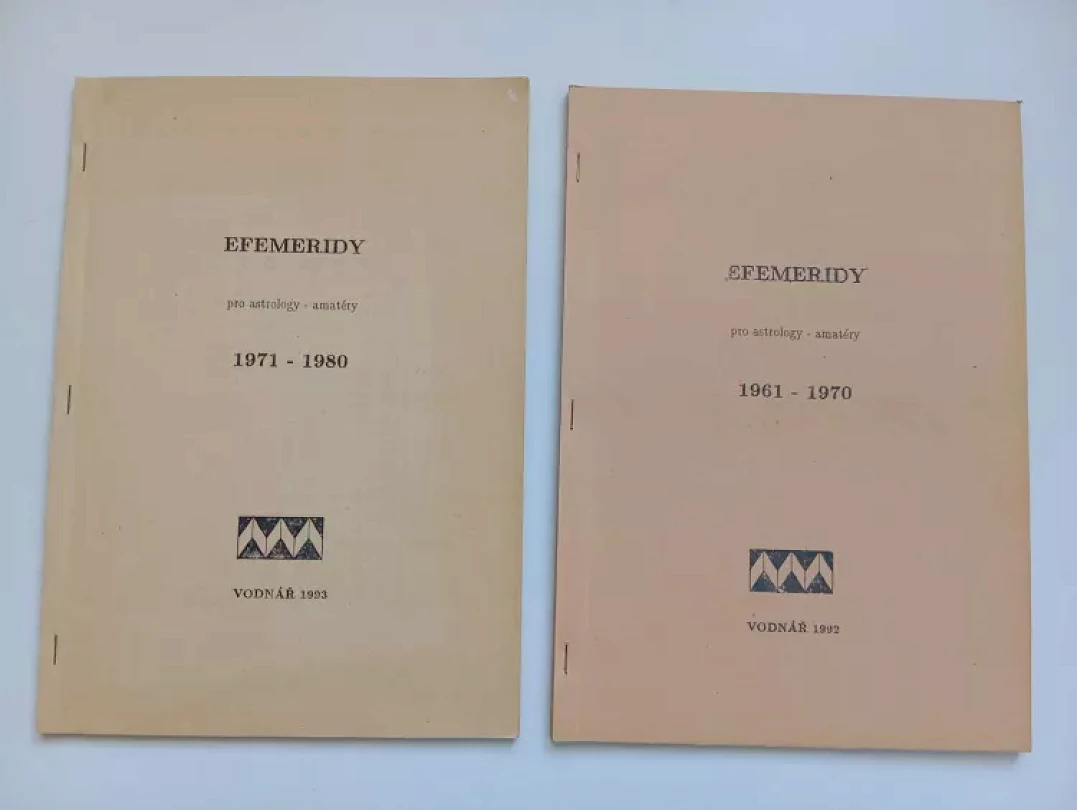 Levně KOMPLET Efemeridy pro astrology-amatéry 1961-1970 + Efemeridy pro astrology-amatéry 1971-1980 (, 1992)