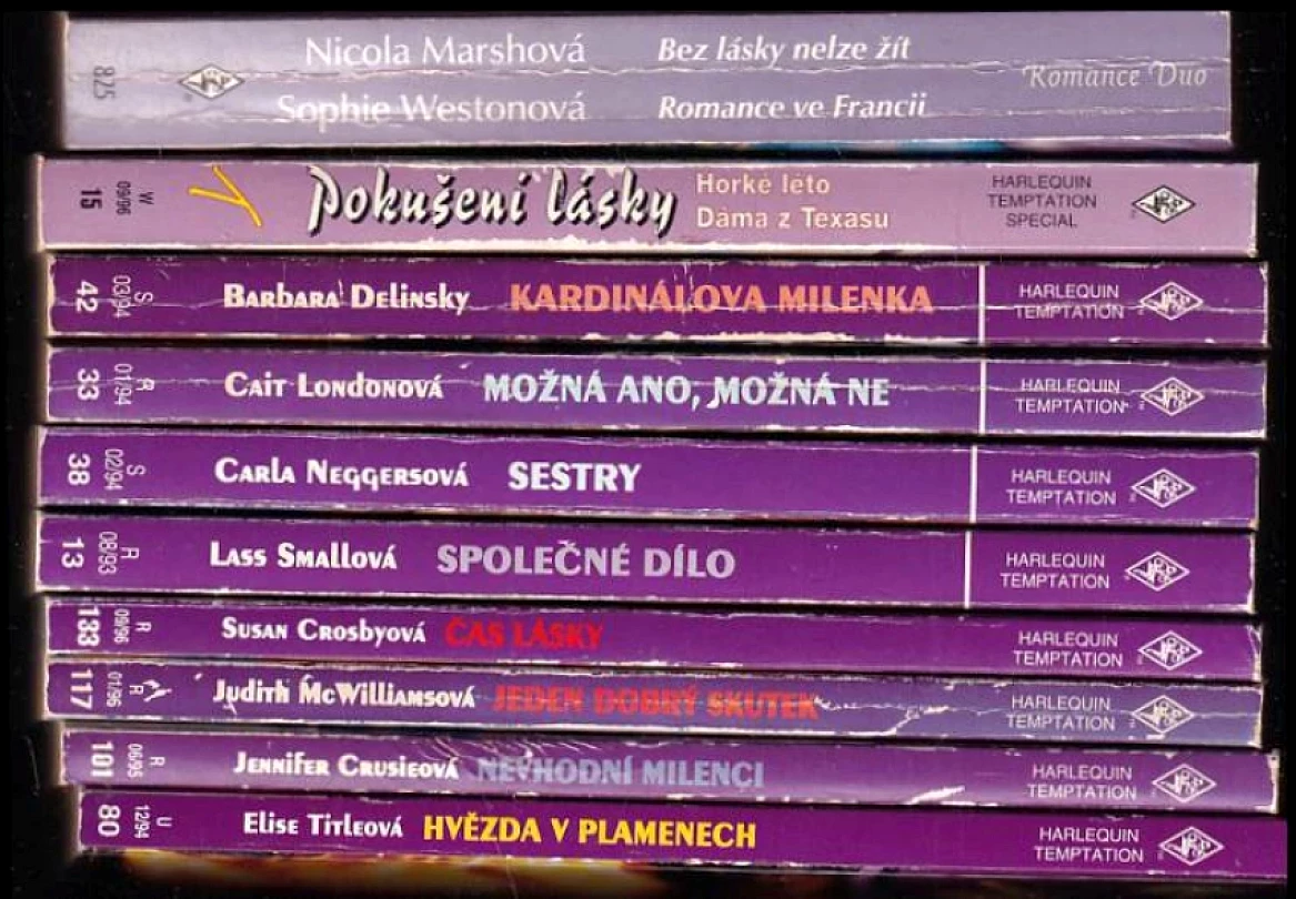KOMPLET Harlekýnky 10X Bez lásky nelze žít, Romance ve Francii + Pokušení lásky + Kardinálova milenka + Možná ano, možná ne + Sestry + Společné díl...