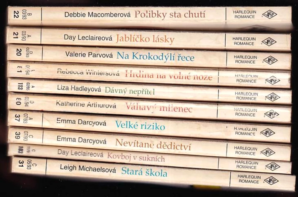 KOMPLET Harlekýnky 10X Polibky sta chutí + Jablíčko lásky + Na Krokodýlí řece + Hrdina na volné noze + Dávný nepřítel + Váhavý milenec + Velké rizi...