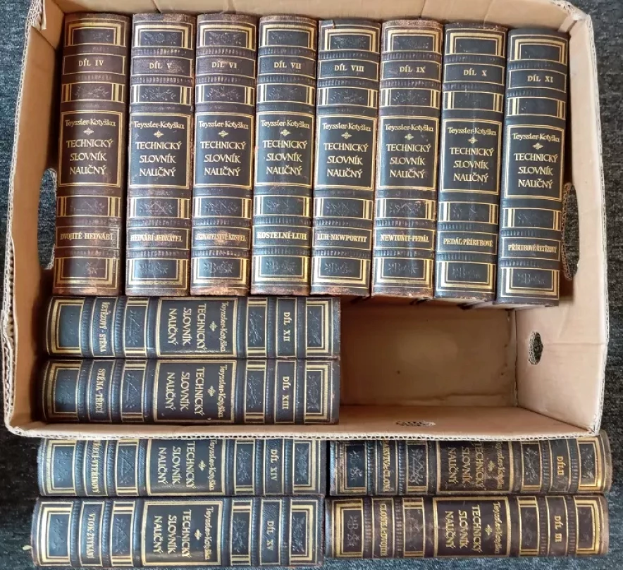 KOMPLET Technický slovník naučný II. - XV. díl CHYBÍ I. SVAZEK (Vladimír Teyssler, 1928)