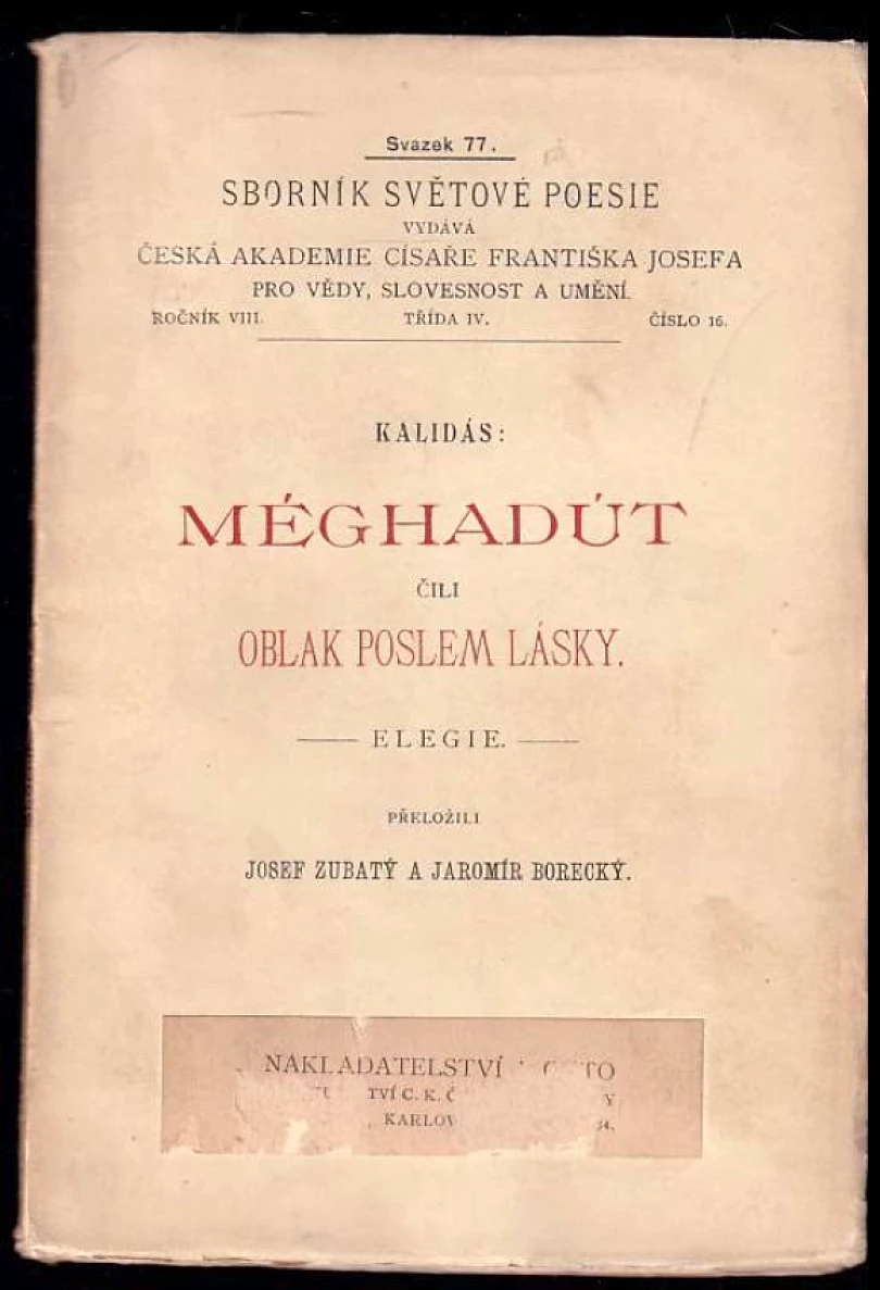 Levně Méghadút, čili, Oblak poslem lásky (Kālidāsa, 1903)