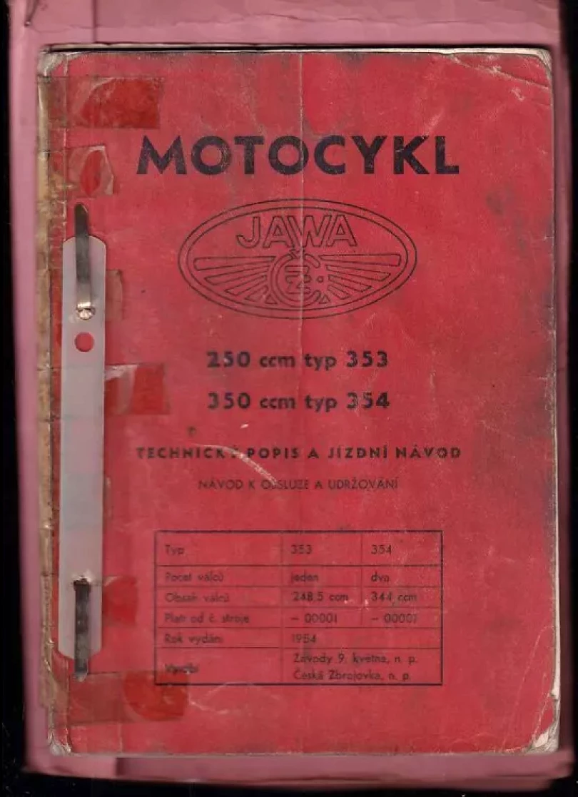Motocykl JAWA 250 ccm typ 354, 350 ccm typ 354 (, 1954)