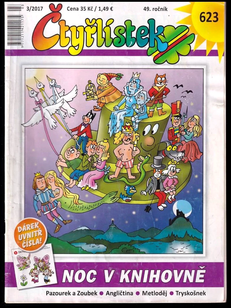 Noc v knihovně, Čtyřlístek 623 (Jaroslav Němeček, 2017)
