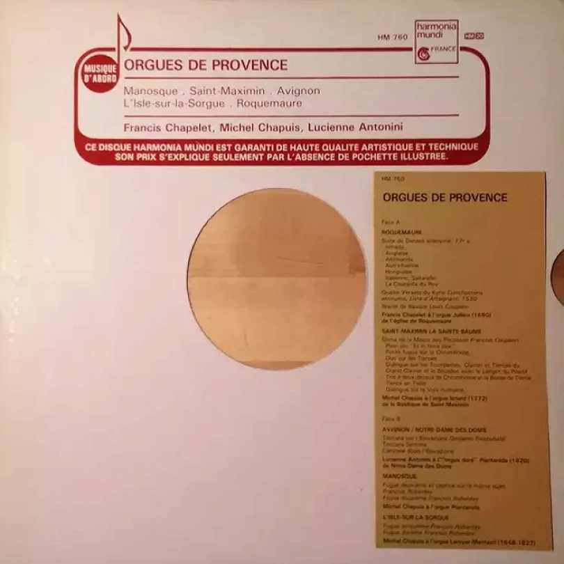 Levně Orgues De Provence (Francis Chapelet, 1980)