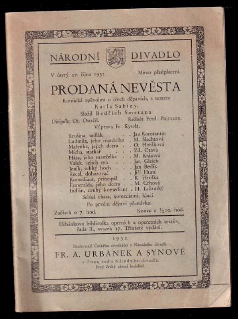Levně Prodaná nevěsta (Bedřich Smetana, 1932)