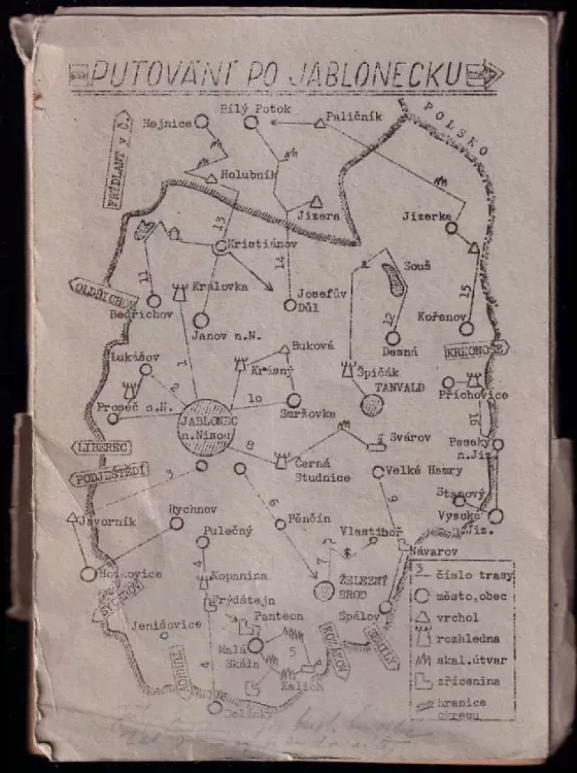 Putování po Jablonecku - seznam výletů, chybí č. 4 (Milosav Jíra, 1963)