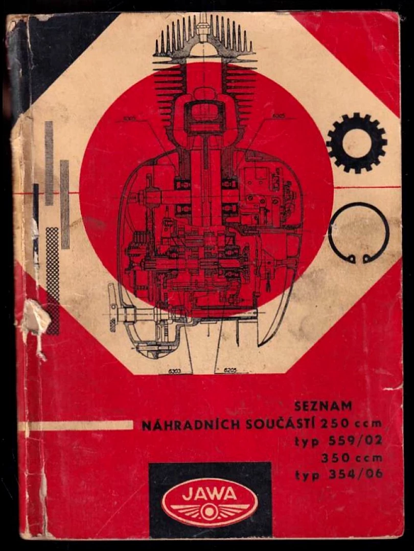 Levně Seznam náhradních součástí motocyklu Jawa 250 ccm typ 559/02, 350 ccm typ 354/06 (, 1962)