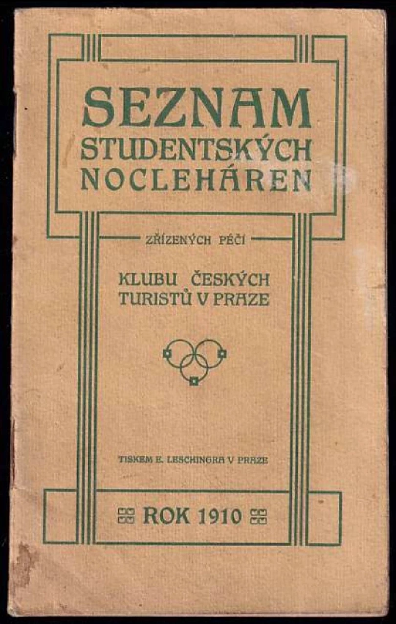 Seznam studentských nocleháren zřízených péčí Klubu českých turistů v Praze v roce 1910 (, 1910)