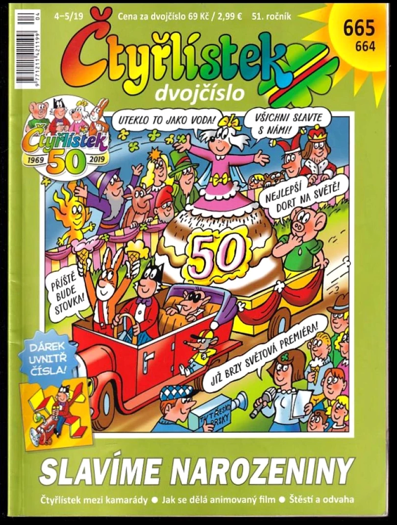 Slavíme narozeniny - Čtyřlístek 664 - 665 (Jaroslav Němeček, 2019)