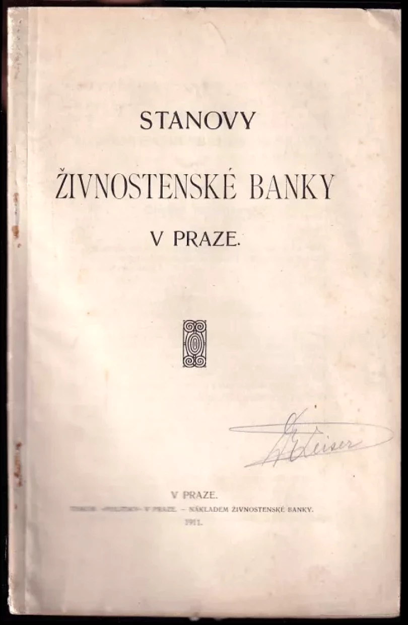 Stanovy Živnostenské banky v Praze (, 1911)