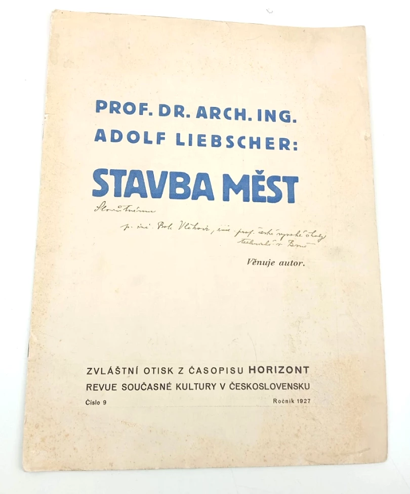 Levně Stavba měst - zvláštní otisk z časopisu Horizont (Adolf Liebscher, 1927)
