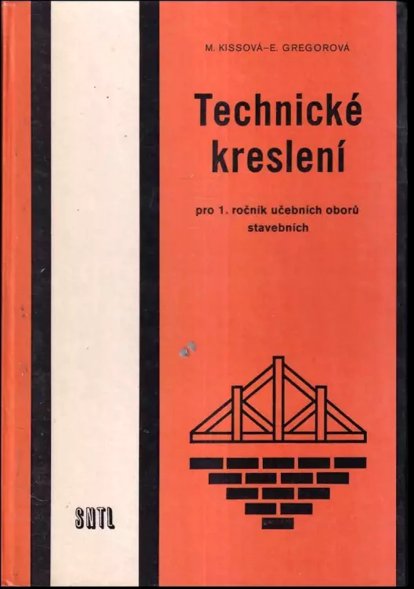 Technické kreslení pro 1 ročník OU (odborná učiliště) a UŠ (učňovské školy) učebních oborů stavebních. (Magdaléna Kissová, 1976)