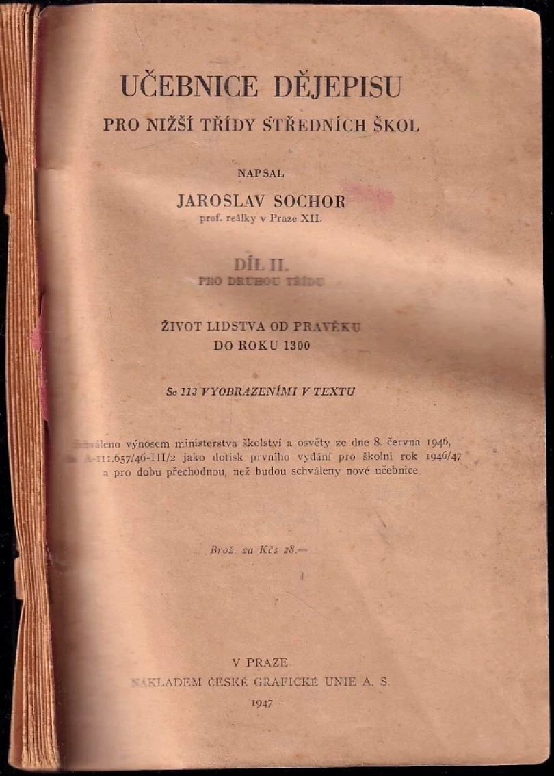 Učebnice dějepisu pro nižší třídy středních škol (Jaroslav Sochor, 1935)