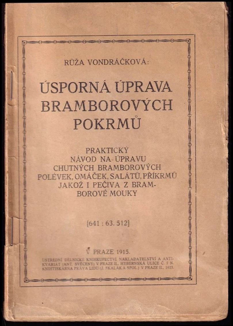 Úsporná úprava bramborových pokrmů (Růža Vondráčková, 1915)
