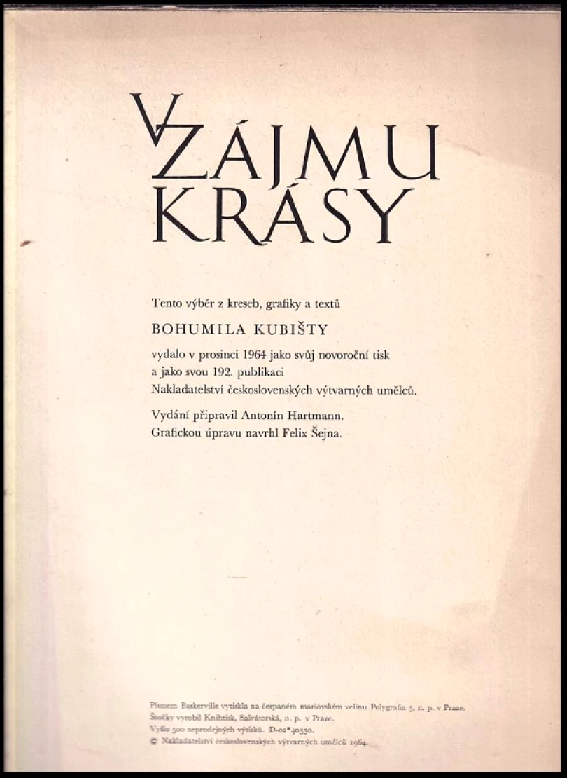 V zájmu krásy NEKOMPLETNÍ (Bohumil Kubišta, 1964)