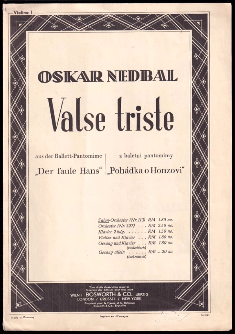 Levně Valse triste (Oskar Nedbal, )