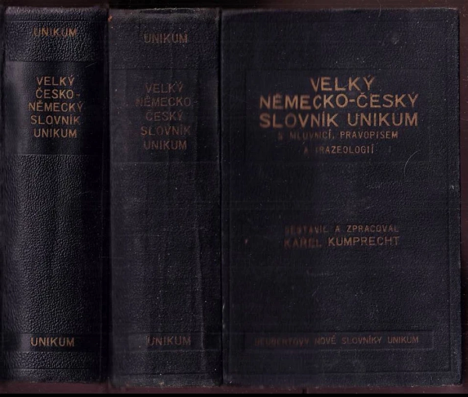 Velký česko-německý slovník Unikum + Velký německo-český slovník Unikum (Karel Kumprecht, 1942)