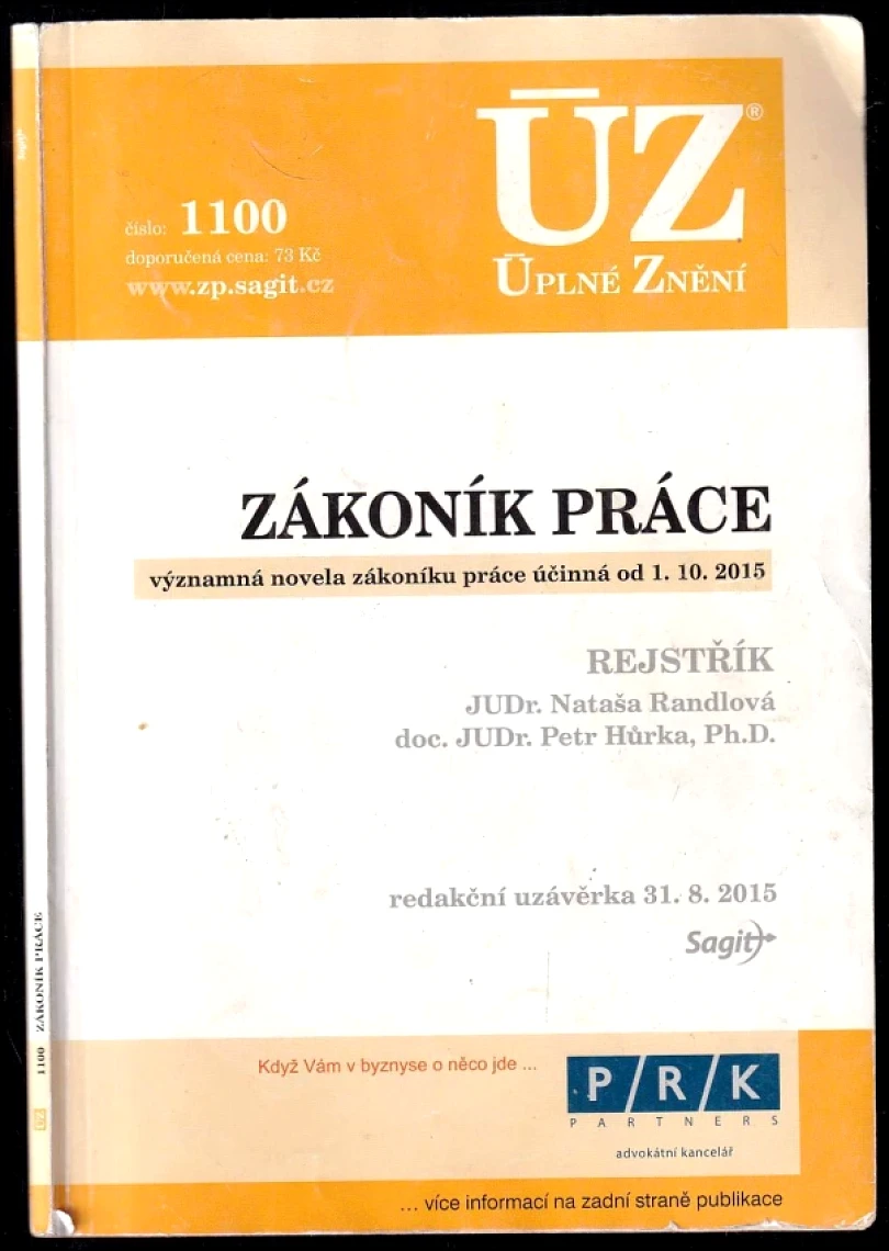Levně Zákoník práce, významná novela zákoníku práce účinná od 1.10.2015 (, 2015)