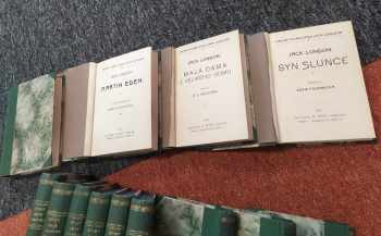 Jack London: Laciné vydání spisů Jacka Londona 1 - 40 ve 13 svazcích - Mořský vlk I - II + Volání divočiny + Syn slunce + Malá dáma z Velikého domu, Martin Eden, Ztracená tvář až Železná pata