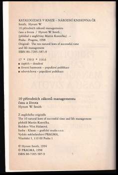 Hyrum W Smith: 10 přírodních zákonů managementu času a života