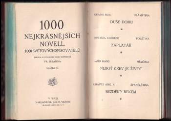 Josef Kajetán Tyl: 1000 nejkrásnějších novell 1000 světových spisovatelů svazky 41 - 45 V JEDNOM SVAZKU