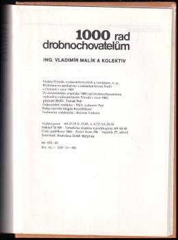 Vladimír Malík: 1000 rad drobnochovatelům