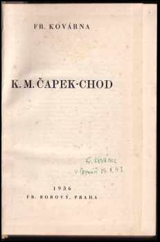 Václav Černý: 10X PODPIS K.M. Čapek-Chod, Jindřich vodák, Proletářská poesie, Karel Čapek, Fráňa Šrámek, Foerstrovo slovesné umění, Český román po válce, Božena Benešová, Karel Toman