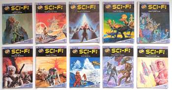 10X SCI-FI - Géniova pomsta + Kyborgové, do boje! + Mozkový komutátor + Útěk do nejistoty + Ohnivé peklo Arim + Soumrak diktátora + Planeta vyvrhelů + Lovci prostoru + Překvapení v kosmu + Vzpoura na lodi Vega