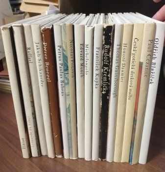 16x MALÁ GALERIE - Oldřich Blažíček + Paul Cézanne + Česká gotická desková malba + Honoré Daumier + Thomas Gainsborough + Rudolf Kremlička + František Kupka + Michelangelo + Edvard Munch + Nicolas Poussin + Petrus Paul Rubens + Pieter Bruegel + Jakub Schikaneder + Raffael + Tizian + Leonardo da Vinci