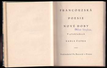 Francouzská poesie nové doby v překladech Karla Čapka
