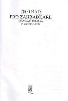 Franz Böhmig: 2000 rad pro zahrádkáře