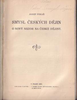 Josef Pekař: Smysl českých dějin