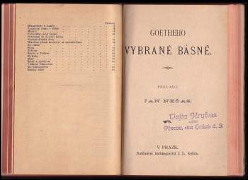 Johann Wolfgang von Goethe: 3 díla v 1 svazku : Bedřicha Schillera Básně lyrické, 1. - 2. díl + Vybrané básně + Balády