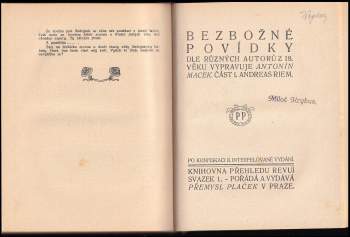 Antonín Macek: Bezbožné povídky