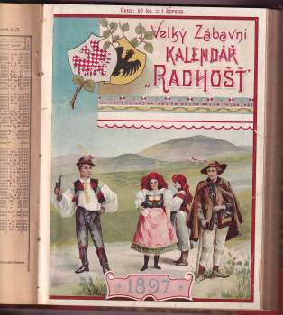 Pavel J Šulc: 4x KALENDÁŘ Z 19. STOLETÍ (jeden neznámý) - Velký Slovanský Kalendář na přestupný rok 1893 + Vlasť, nový prostonárodní kalendář na rok 1895 + Velký zábavný kalendář Radhošť