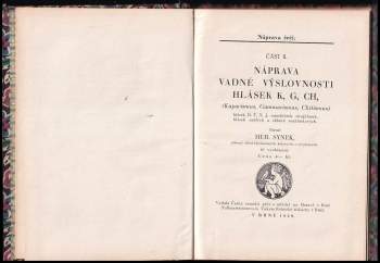 Hubert Synek: Náprava vadné výslovnosti hlásek R, Ř a L. (Rotacismus a Lambdacismus) - původní nápravná metoda