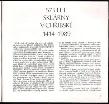 Gabriel Urbánek: 575 let sklárny v Chřibské, 1414-1989