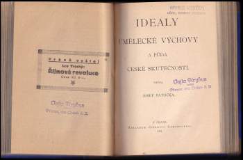 Josef Patočka: Ideály umělecké výchovy a půda české skutečnosti