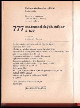 Štefan Novoveský: 777 matematických zábav a her