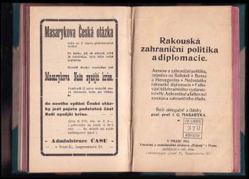 Tomáš Garrigue Masaryk: Řeč poslance T.G. Masaryka v debatě o zatímním rozpočtu dne 20. července 1907 v poslanecké sněmovně