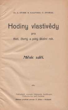 Hodiny vlastivědy pro třetí, čtvrtý a pátý školní rok