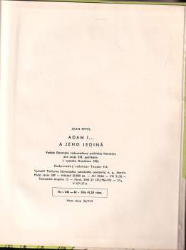 Jean Effel: Adam I ... a jeho jediná
