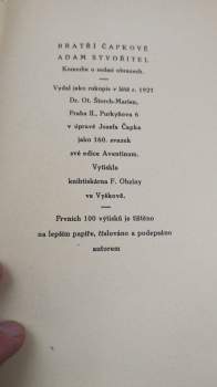 Karel Čapek: Adam Stvořitel